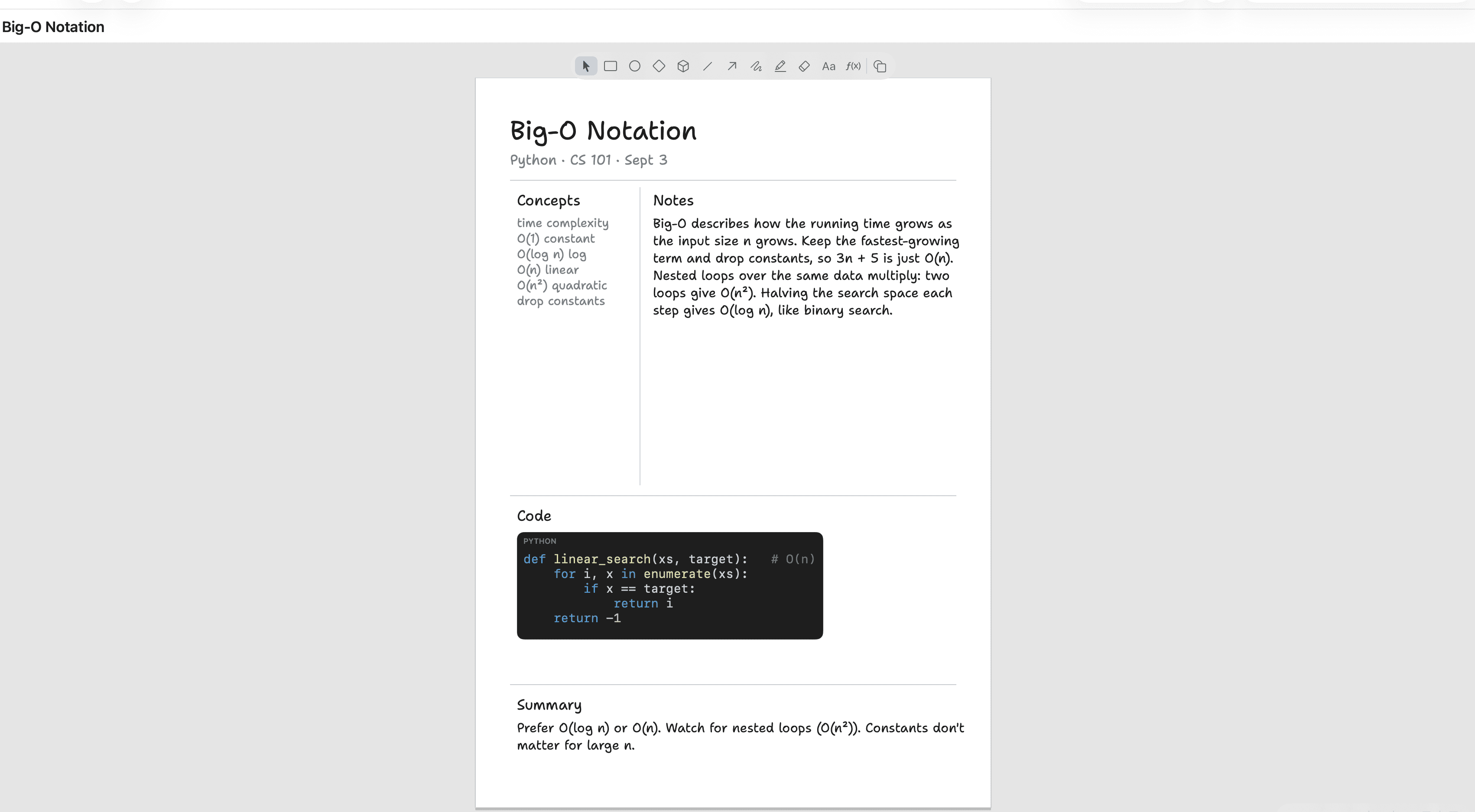 Notes, definitions, and code for every lecture